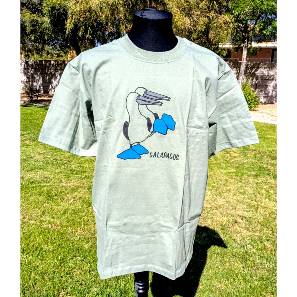 Vintage Galapagos Blue Footed Booby Bird Graphic Nomada Cotton XL Shirt NOS